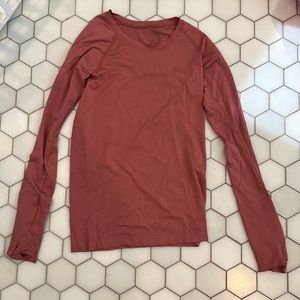 Pink Lululemon swiftly tech long sleeve shirt